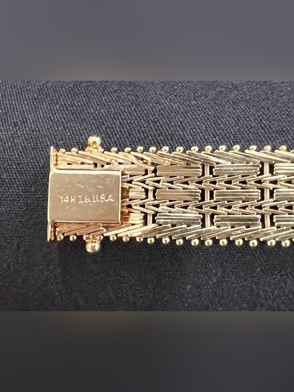 14K Imperial Gold Vintage 8in 13mm wide 26g Mirror-Bar Link bracelet Women/Men - Picture 8 of 13
